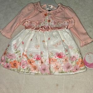Baby girls floral dress with sweater and underpants
